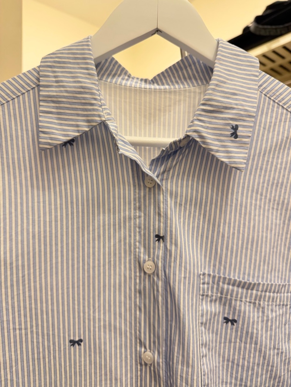 Korean Blue Ribbon Collar Shirt
